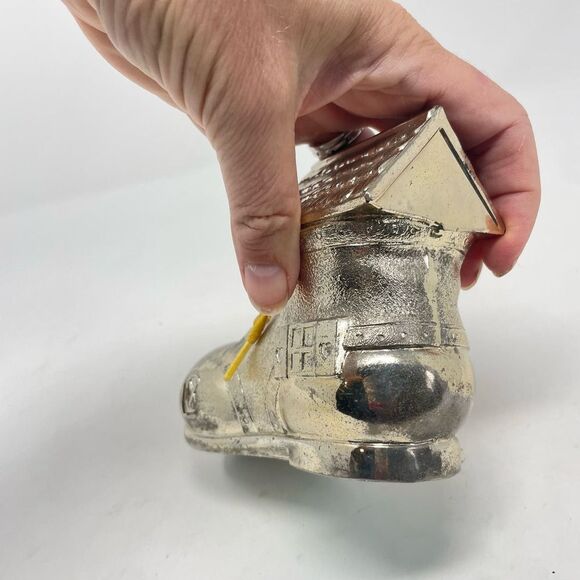 Little Old Lady Who Lived In A Shoe Silver Plated Coin Piggy Bank HG2 - Picture 6 of 10